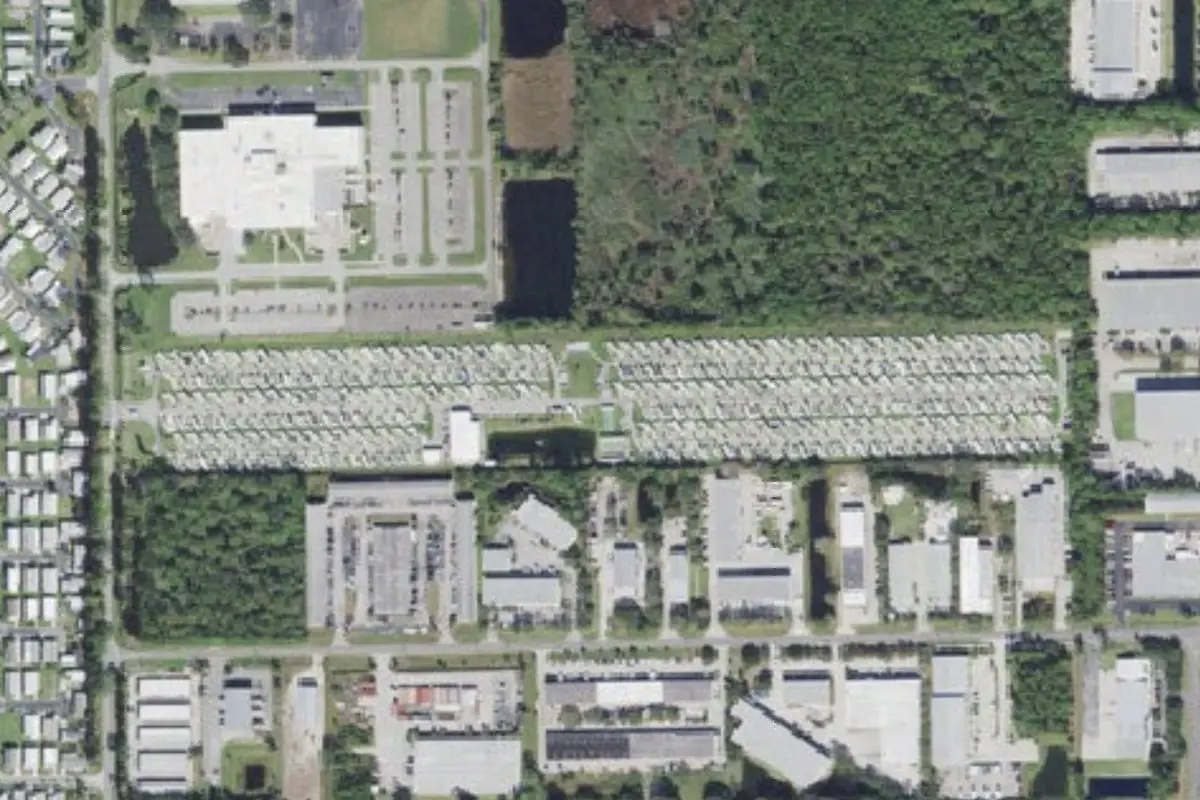 Aerial view of Land Yacht Harbor RV Community