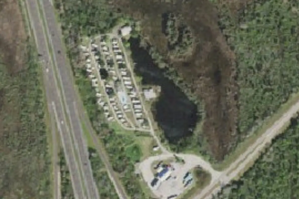 Aerial view of Lathrom's Landing RV Park South (former Crystal Lake RV Park)