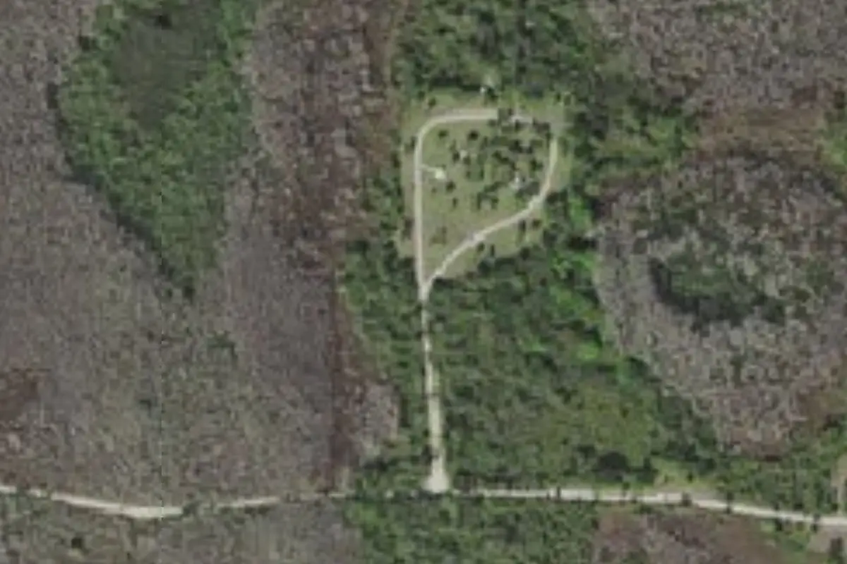 Aerial view of Bear Island Campground