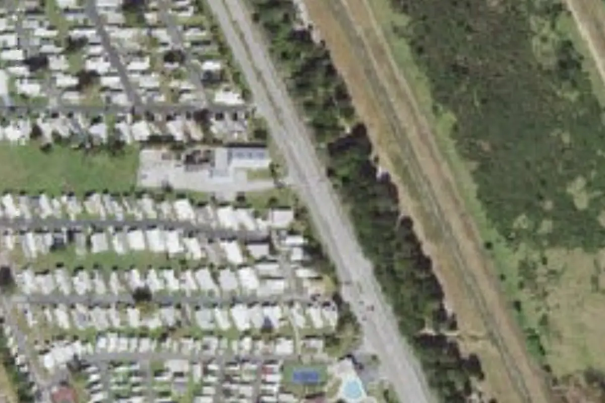 Aerial view of Whispering Palms Manufactured Home Community and RV Resort