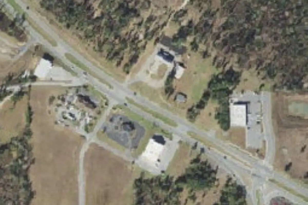Aerial view of Florida Caverns RV Resort at Merritt's Mill Pond