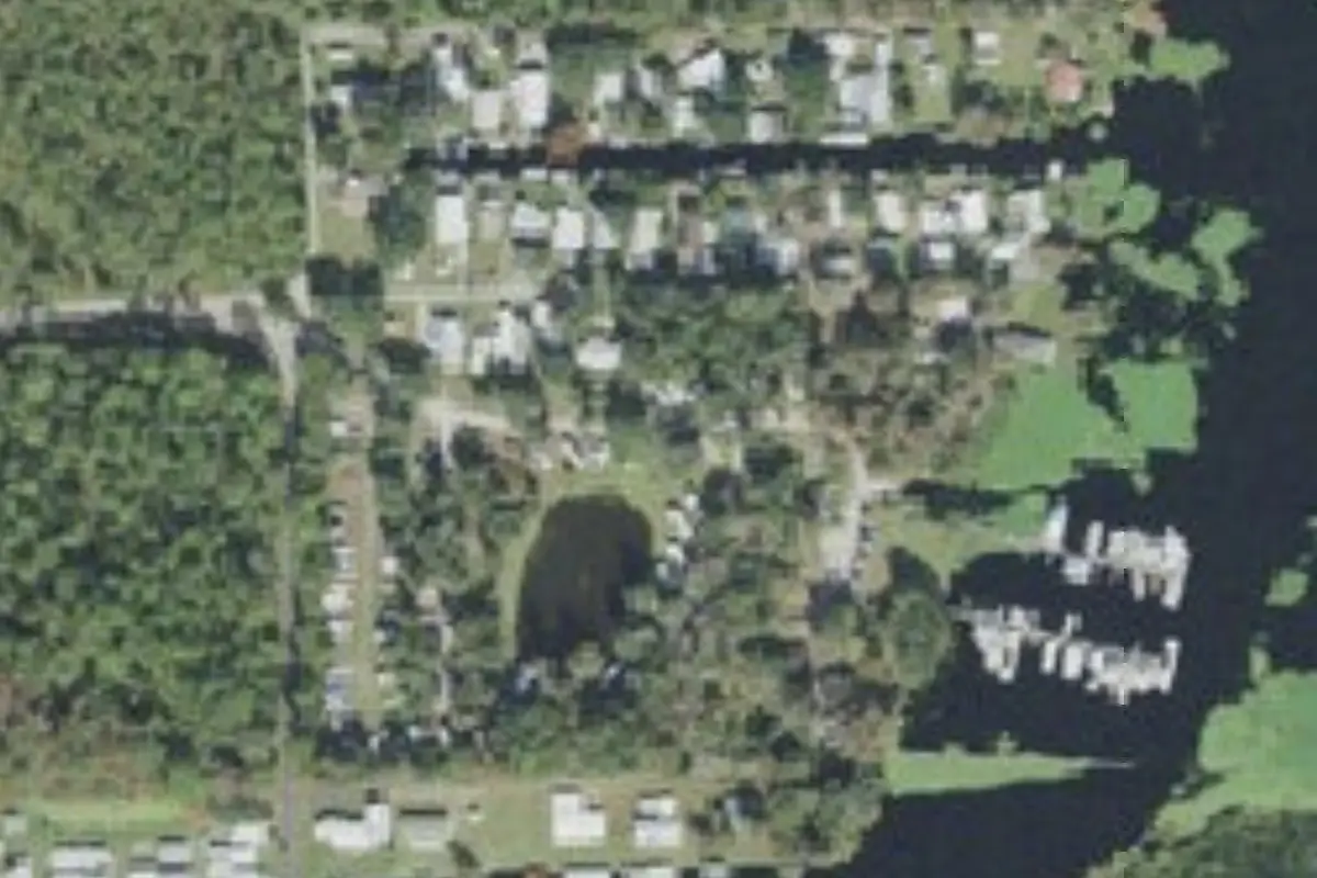 Aerial view of Astor Landing Campground and Marina