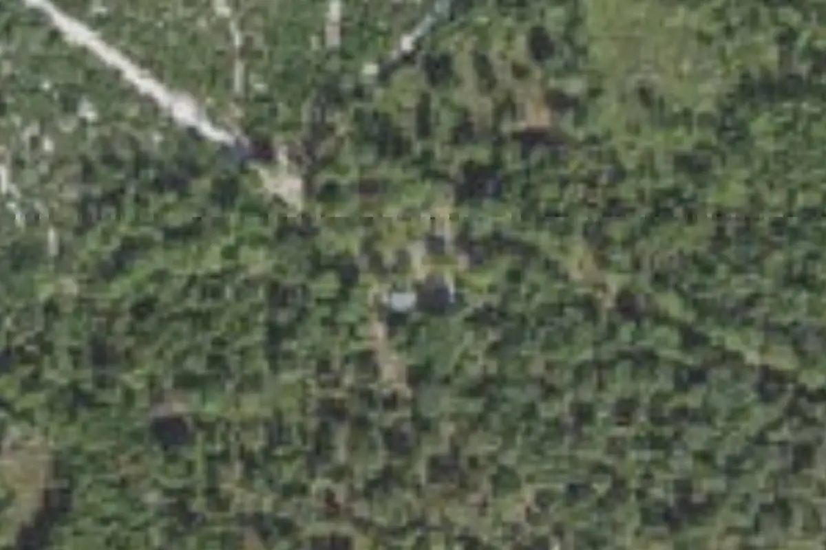Aerial view of thru-hiker camp zone