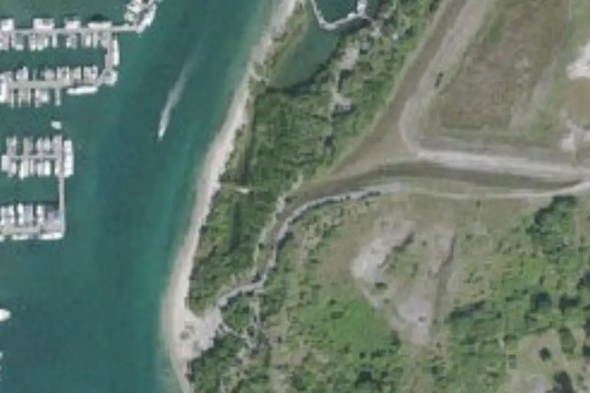 Aerial view of Peanut Island Campground