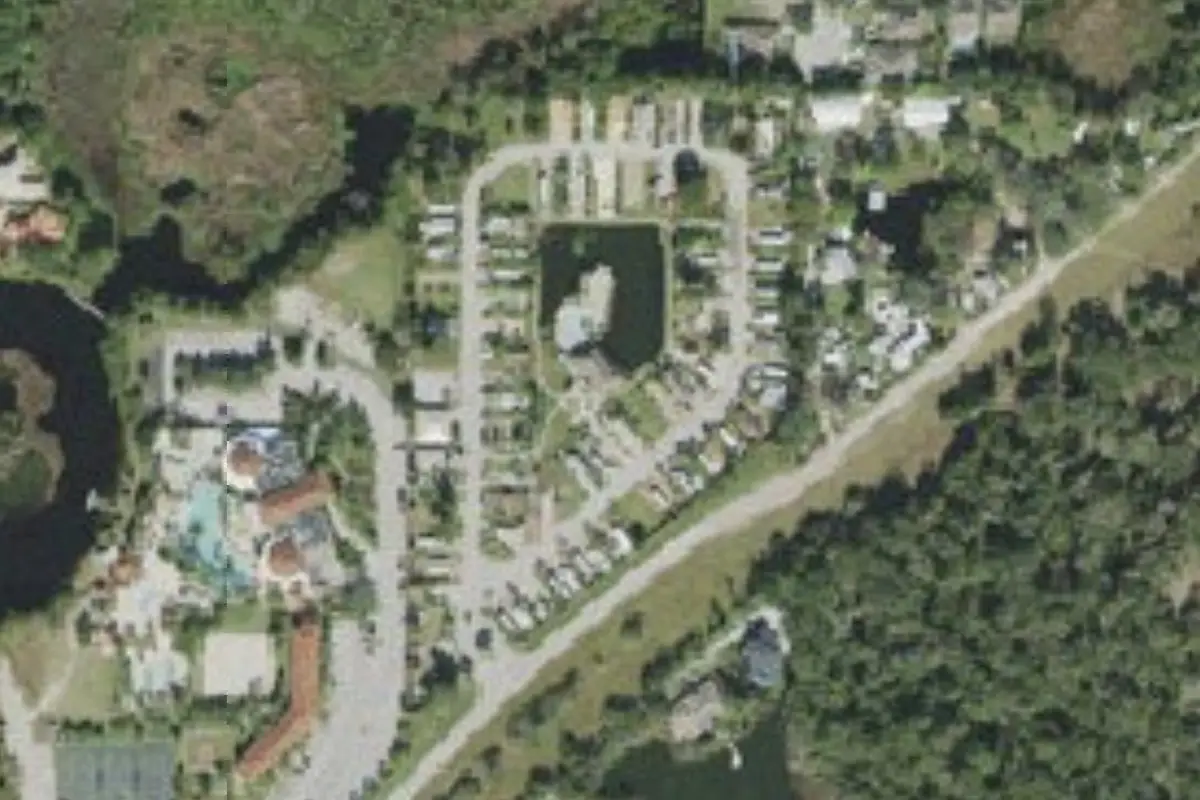 Aerial view of The Woods RV and Park Model Resort