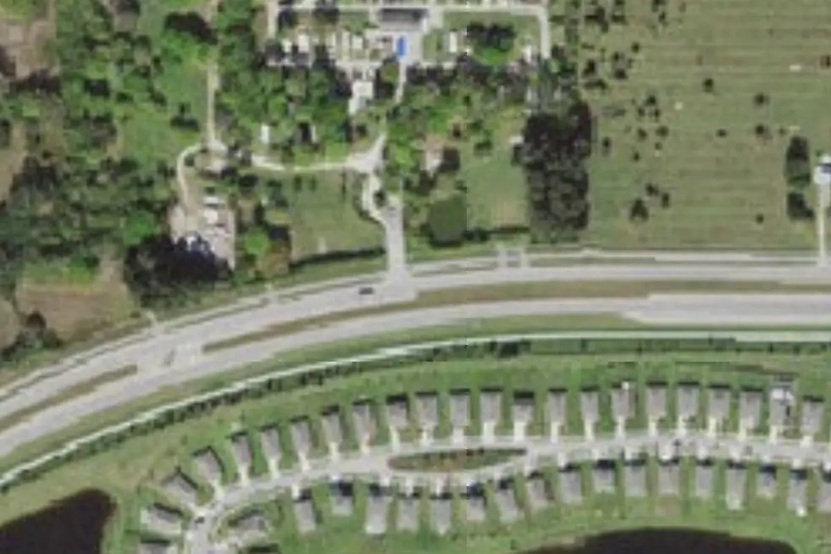 Aerial view of Sunnier Palms Nudist Park and Campground