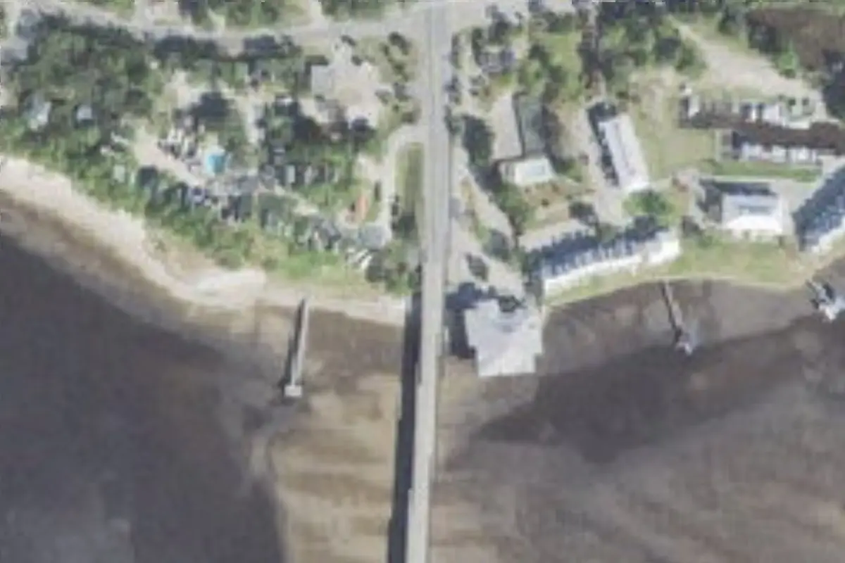 Aerial view of Holiday Campground on Ochlockonee Bay