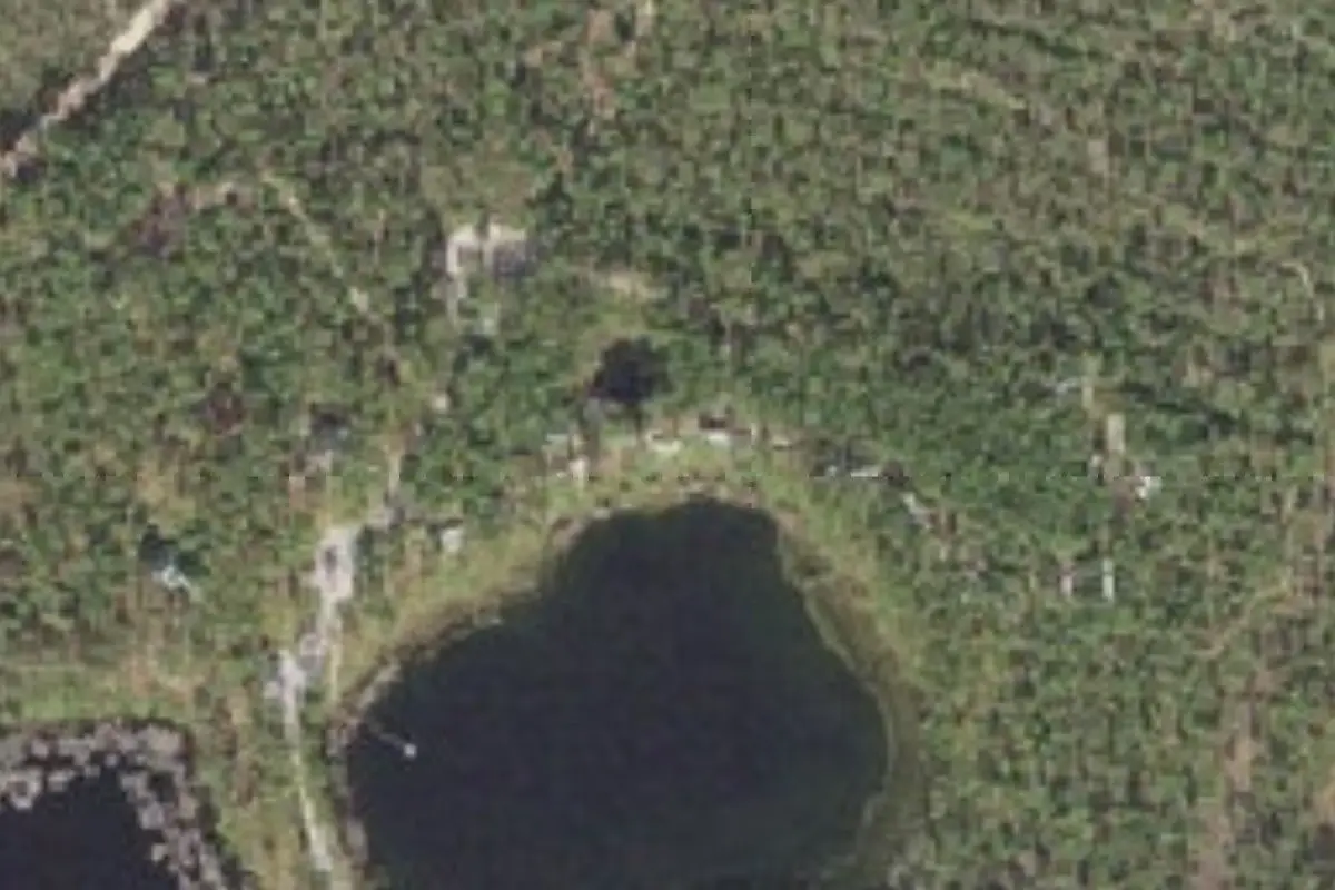 Aerial view of Sand Pond Campground and pavilion Pine Log State Forest