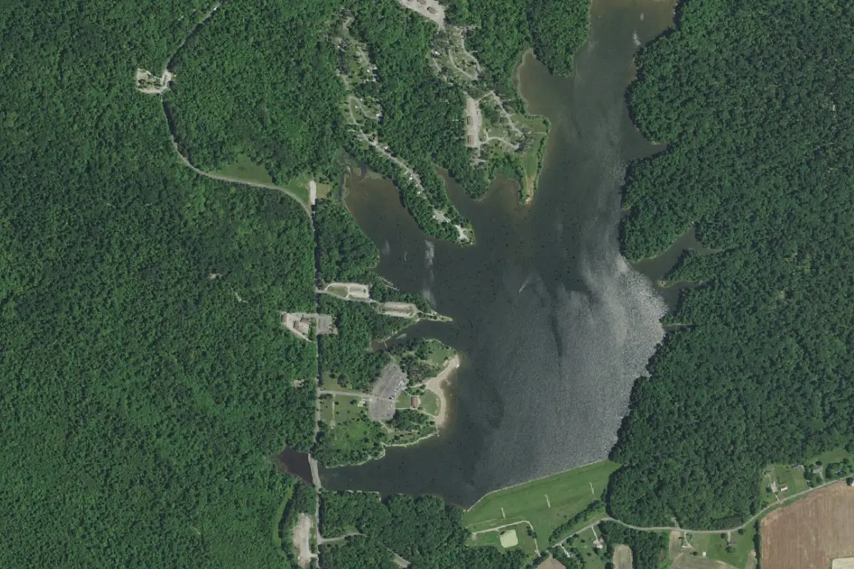 Aerial view of Deam Lake State Recreation Area